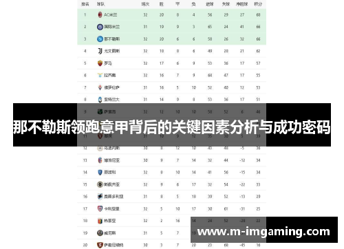 那不勒斯领跑意甲背后的关键因素分析与成功密码